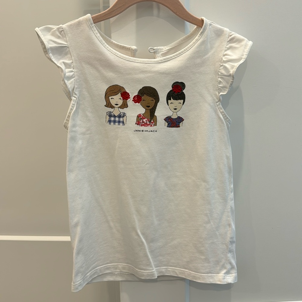 Janie and Jack girls flutter sleeve top in size 7.